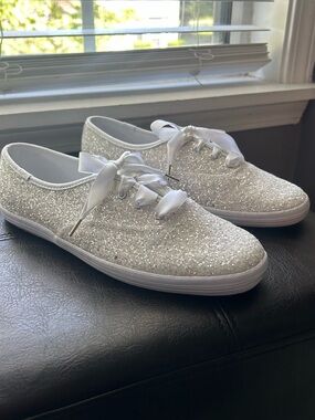 NWOT Keds X Kate Spade Women's Glitter Lace-Up Sneakers - White
